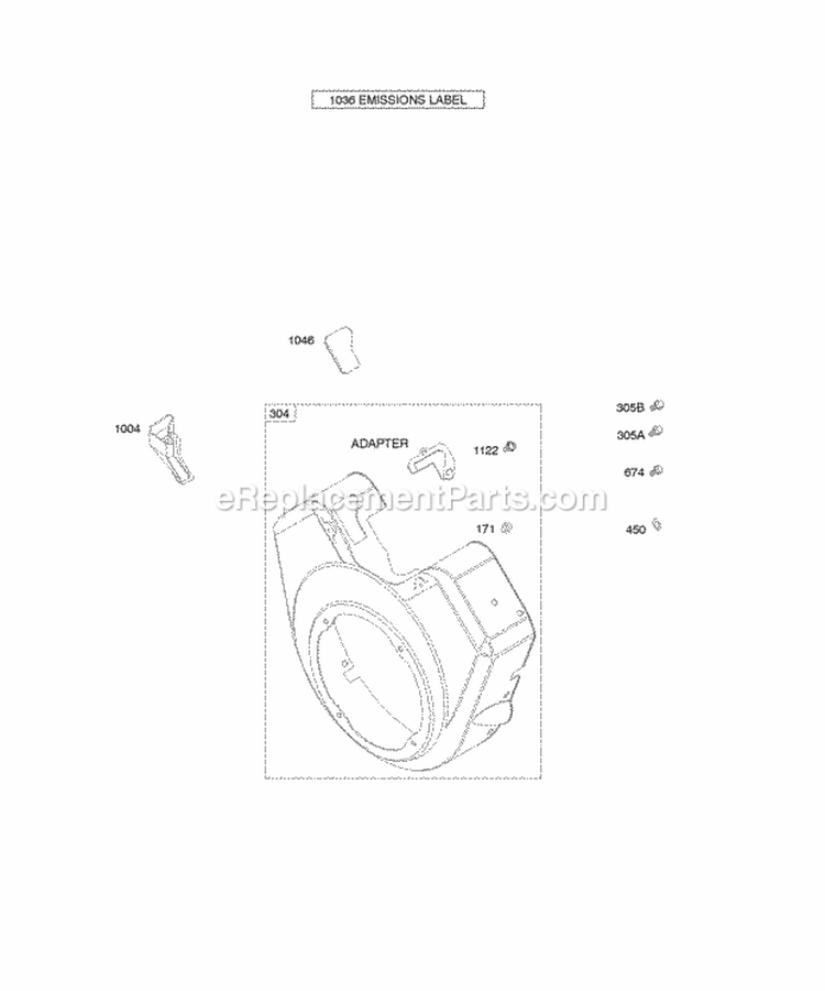 Blower Housing Diagram and Parts List for  Briggs and Stratton Engine